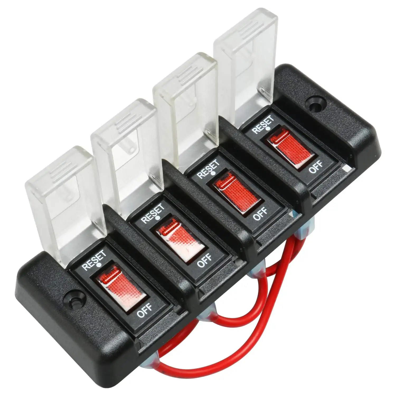 Auto Car Accessories DC 12V 4 Way Button Rocker Toggle Switch Panel 16A Circuit Breakers with Red LED Indicator