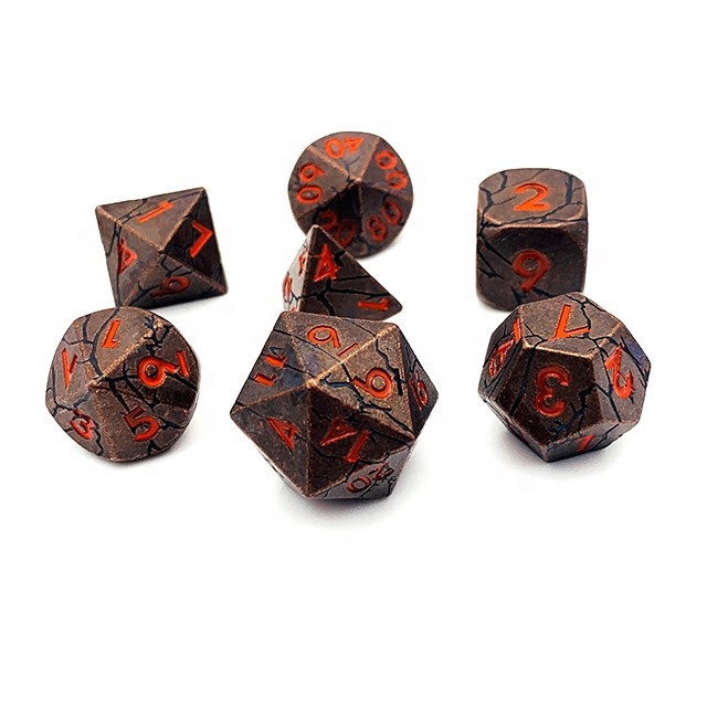 Набор Игральный костей многогранные Dnd металла ролевой игры на заказ 16 мм DND игры подгонянный логос цвет цинковый сплав срочная отправка по воздуху в наличии 10 комплектов