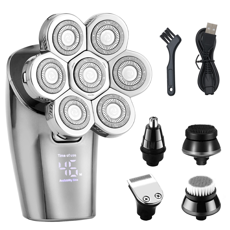 7D Blade Rechargeable 100% Waterproof USB Metal Electric Razor Shaver Trimmer for Men Travel