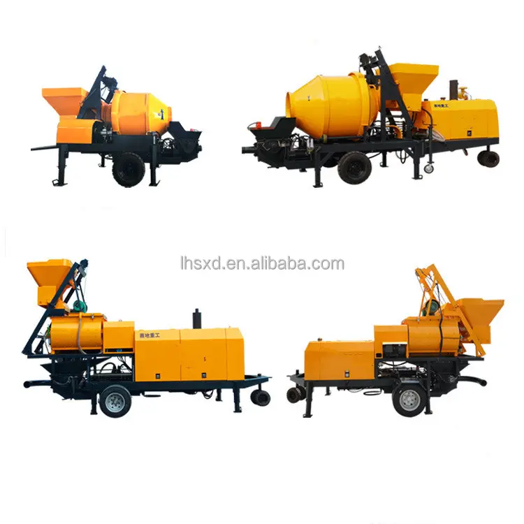 Concrete delivery pump with mixer/Mixer equipment Mixing trailer pump integrated machine