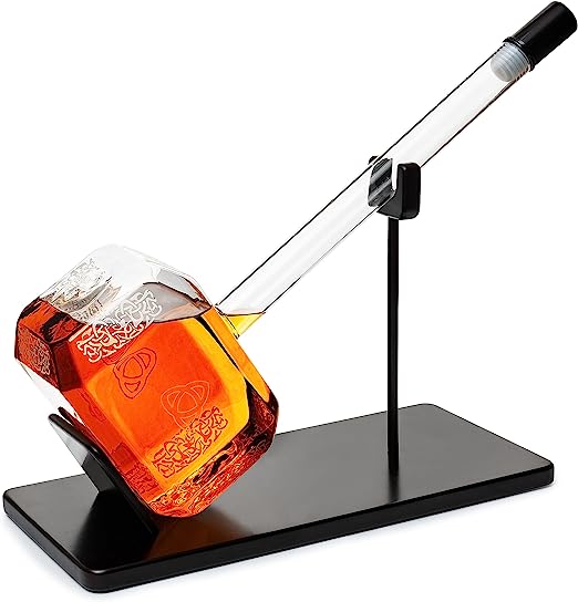 Thor Hammer Whiskey and Wine Decanter by The Wine Savant for Tequila, Bourbon, Scotch - Thor Avengers Gifts, Marvel Style Gifts