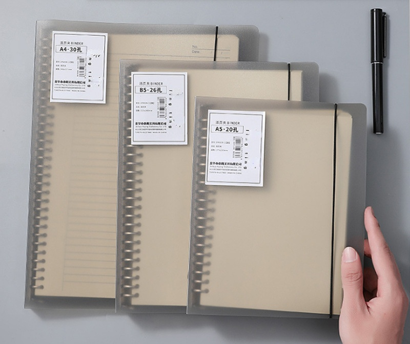 Transparent frosted pp loose-leaf book file storage student notebook simple binder shell binder hole clip A4 B5 A5