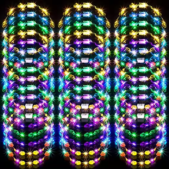 Holiday Wedding Birthday Beach Party Hair Accessories LED Flower Crown Light up Headband for Women Girls Brides