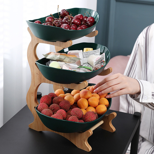 High Quality Plastic 1 2 3 layers Dessert Plates Fruit and Snack Tray Wedding Cake Birthday Fruit Plate