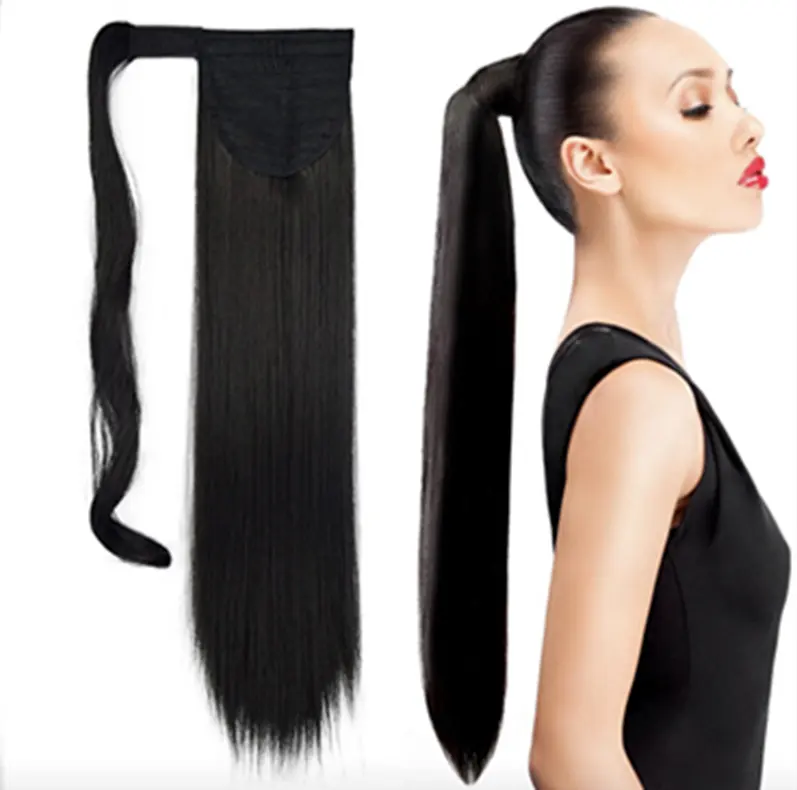 МДФ, 24 дюйма, красочные недорогие человеческие волосы, цена, длинные прямые волосы с конским хвостом для женщин