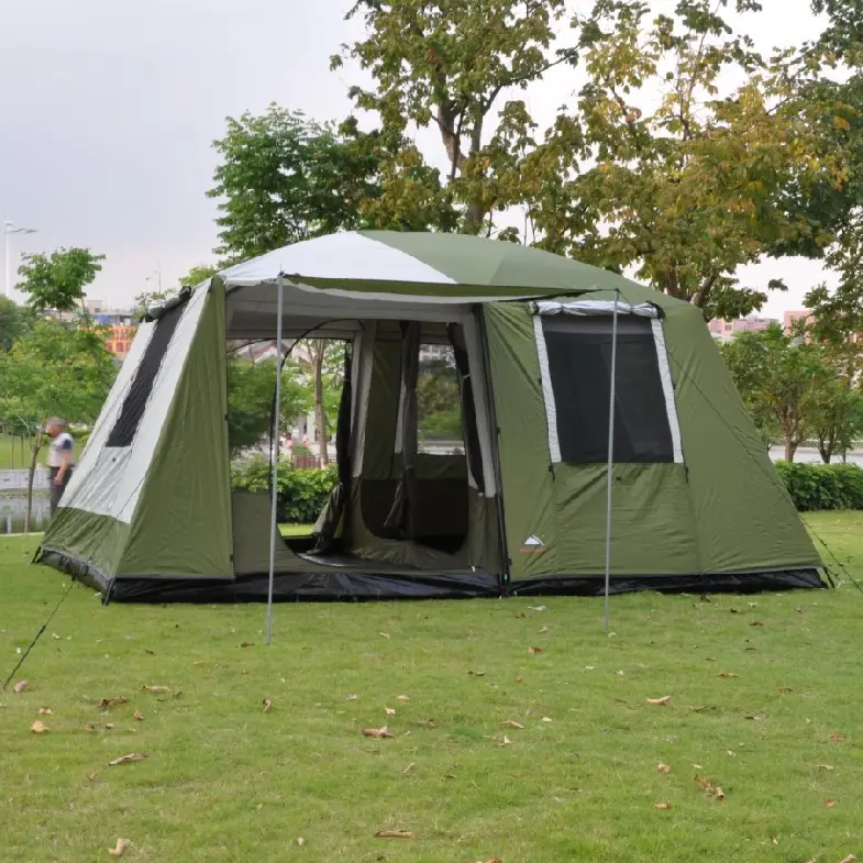 8-12 Persons Large Family, Camping Tent Double Layers Two Bedooms& one mall Outdoor Waterproof Portable Luxury Camping Tents/