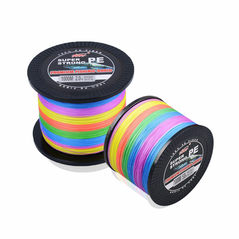 Colorful 1000 m fishing line woven PE wire 4-strand sea fishing line