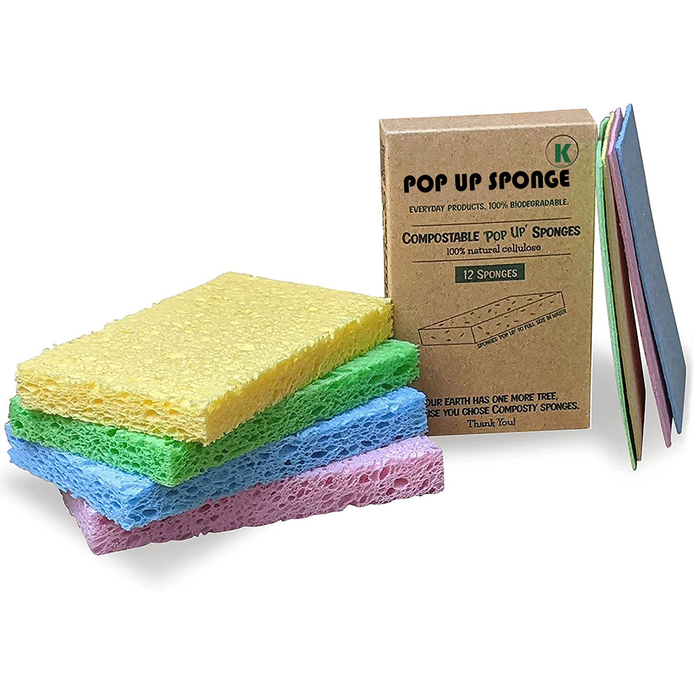 Compostable Biodegradable Plastic Free Zero Waste Eco Friendly Pop-Up Dish Sponges For Kitchen Dishes Bathroom