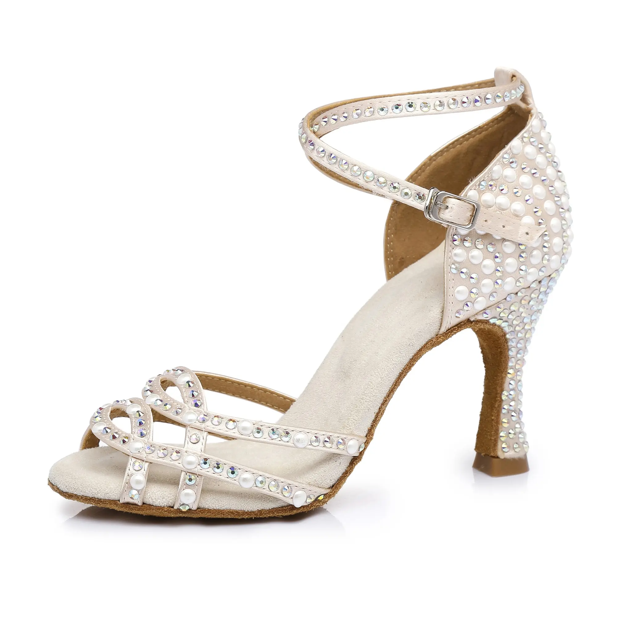 Latest model L379 Women's High Heel satin crystal Latin Dance Shoes