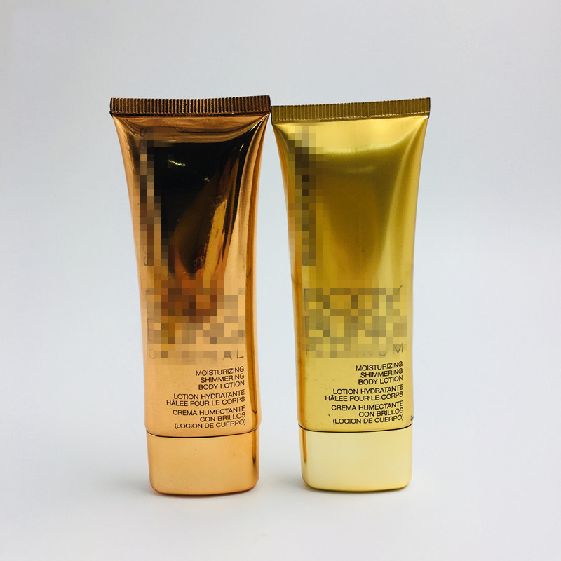 4oz 120ml shiny shiny gold super oval flat plastic PE cosmetic tubes for sunscreen cream