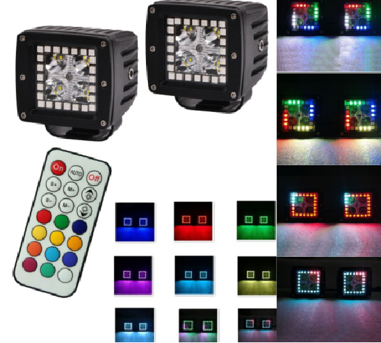 Цветная (RGB) гало кольца 3 дюймов заподлицо Cube rgb led свет pod изменение цвета