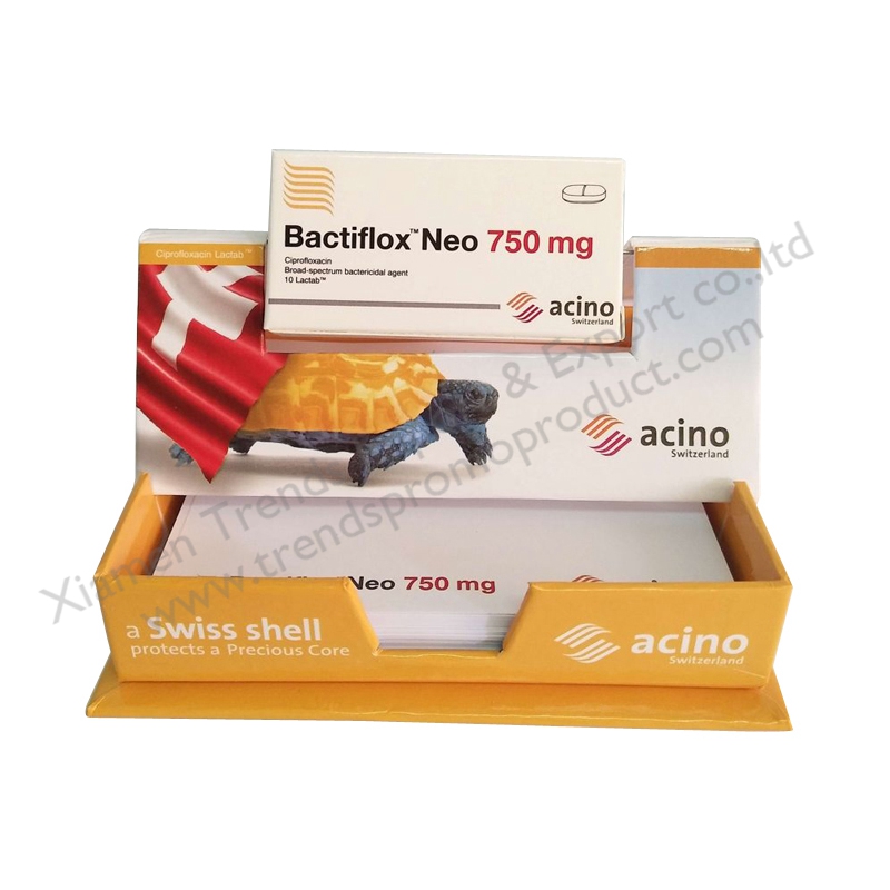 Pharmaceutical promotion gift swirled note pad/swiveling notepad with turning logo/medical sticky memo pad box for doctors