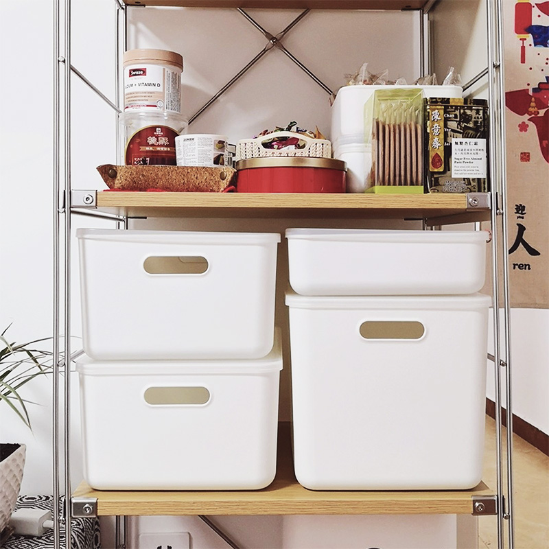 SHIMOYAMA Wholesale White Stackable Photo Organizing Plastic Sundries Storage Box Minimalist With A Lid
