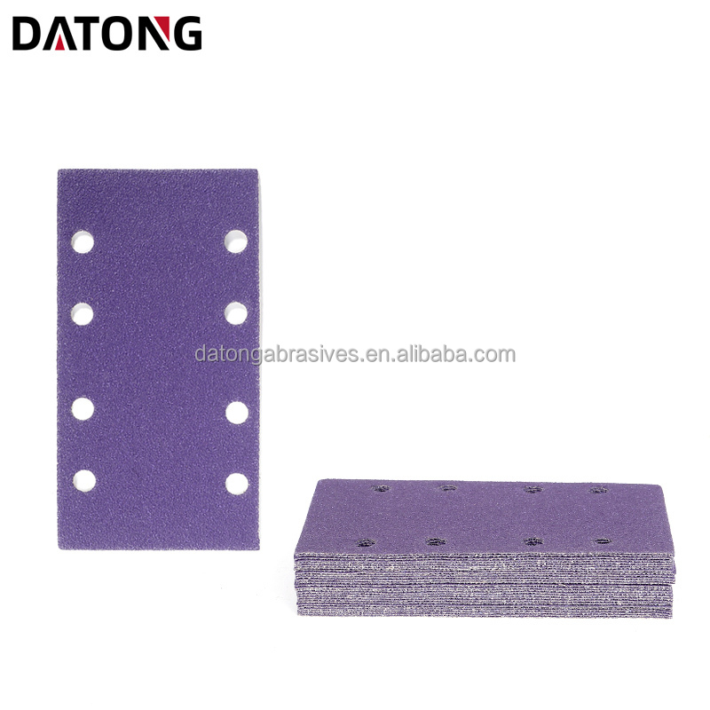 Datong factory High quality abrasives sand paper 95x180mm 8holes Grit 100 Round Ceramic purple Sanding Disc