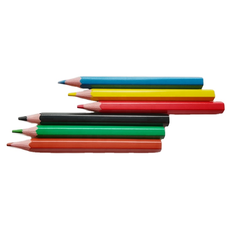 factory instock custom logo 3.5inch hexagonal color pencils set without eraser crayon Lapiz