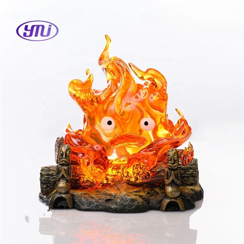 12CM Manga Figurine Statues Luminous Howl's Moving Castle Calcifer Breathing Lamp Japanese Cartoon PVC Anime Figure Toys