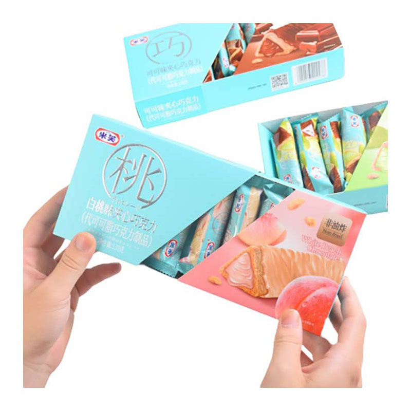 Delicious chocolate flavor wholesale biscuits Chocolate Coated Sandwich Triangle Stick Biscuit