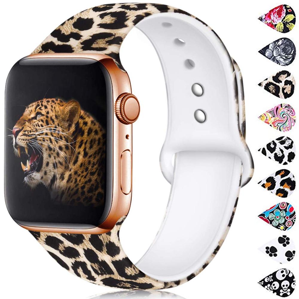Ремешок для Apple Watch с леопардовым принтом, ремешок для часов Apple Watch с бесцветным рисунком