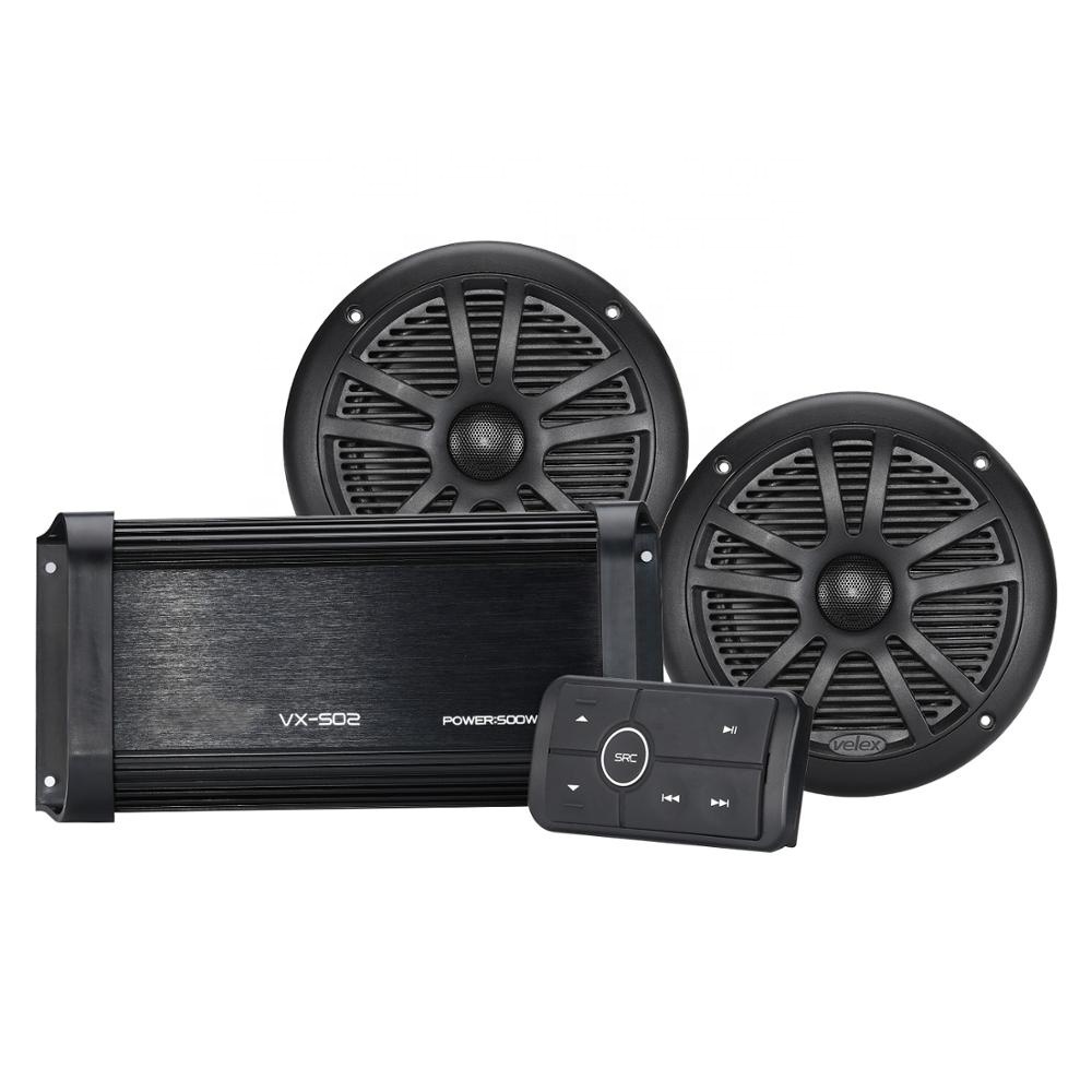 Audio Systems Marine 500 Watt 4 Channel Amplifier 6.5 Inch Speaker System, Bluetooth Remote for boat car ATV