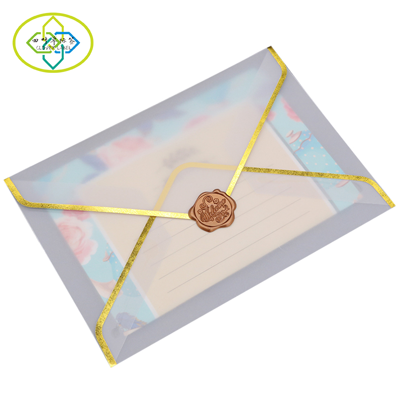 Custom Design Glassine Envelope Gold Foiled Logo Clear Transparent Tracing Paper Envelope