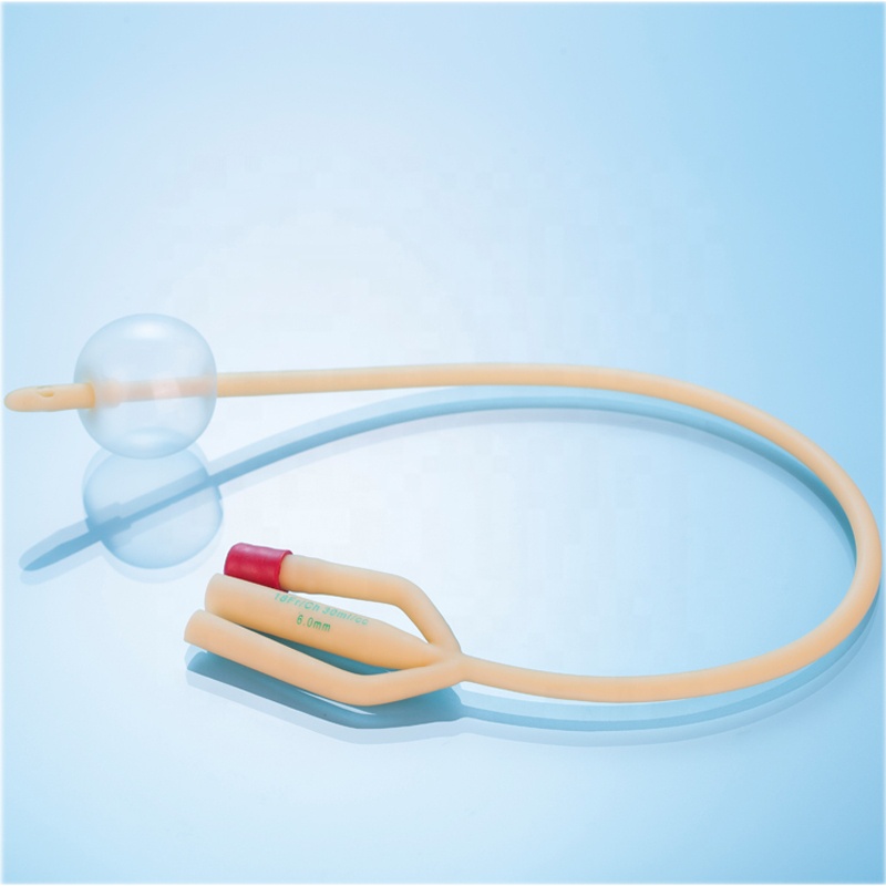 CE certified medical silicone coated latex foley catheter 3 way with balloon