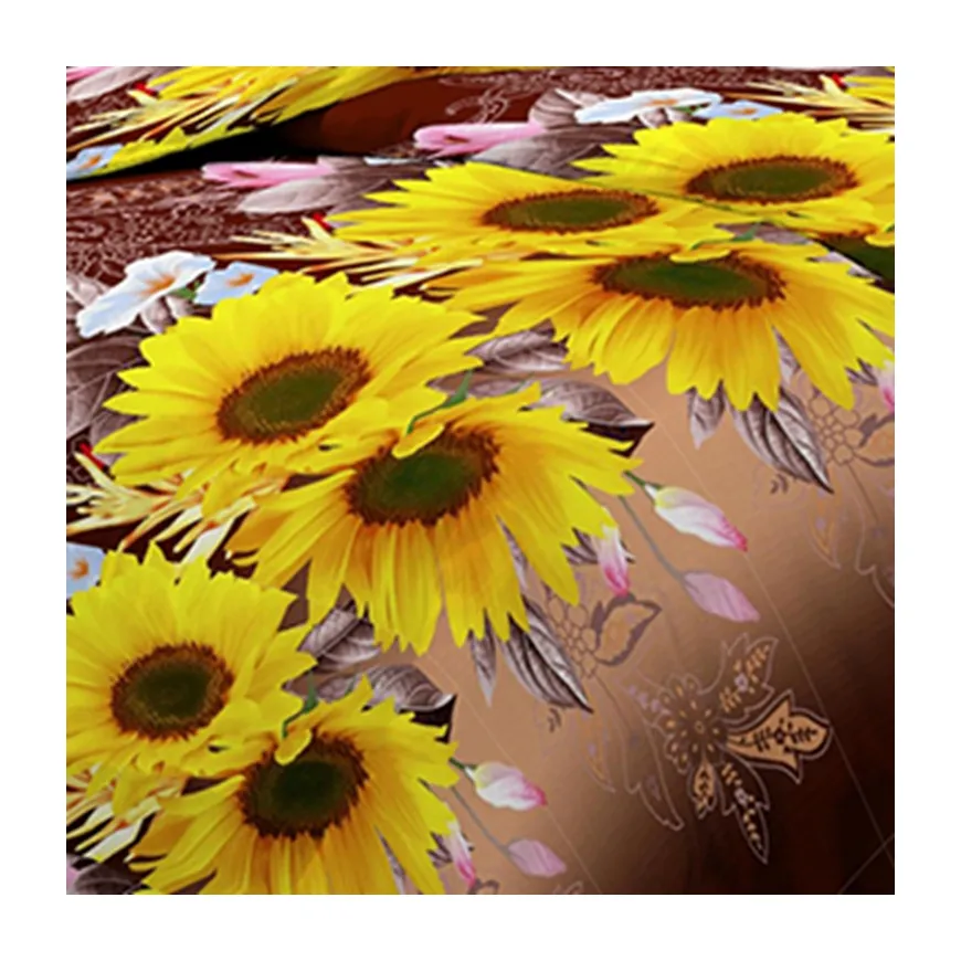 For bed sheet bedsheet 3d disperse sunflower print 100% polyester woven micro fiber fabric