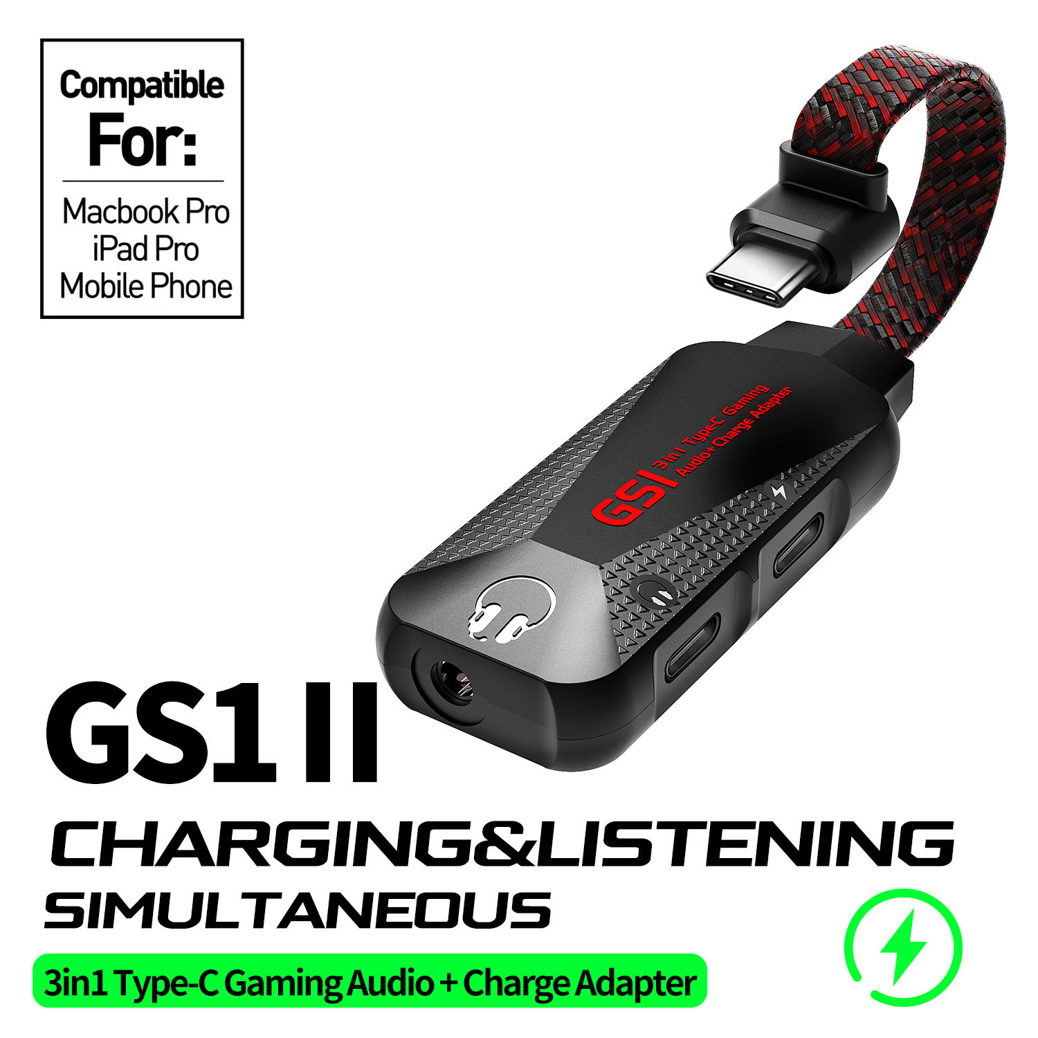 Портативные наушники TYPE-C до 3,5 мм GAMING HEADSET микро SD карты для мобильных телефонов