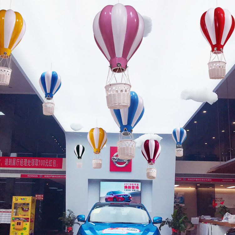 Summer Art Gallery show window decoration props plastic hot air balloon pendant car shop jewelry shop scene arrangement hanging