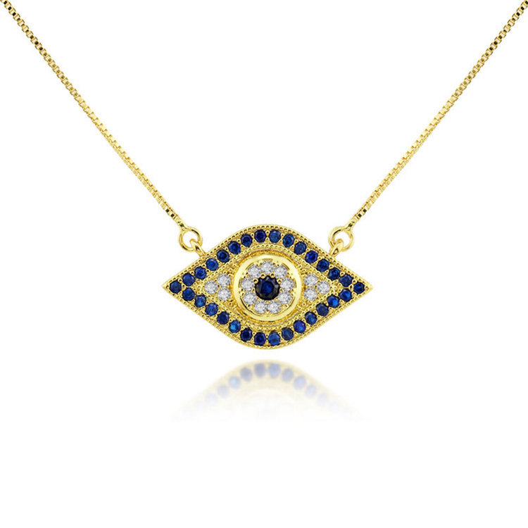Women's stainless steel jewelry zircon zircon eye Gold Pendant Necklace
