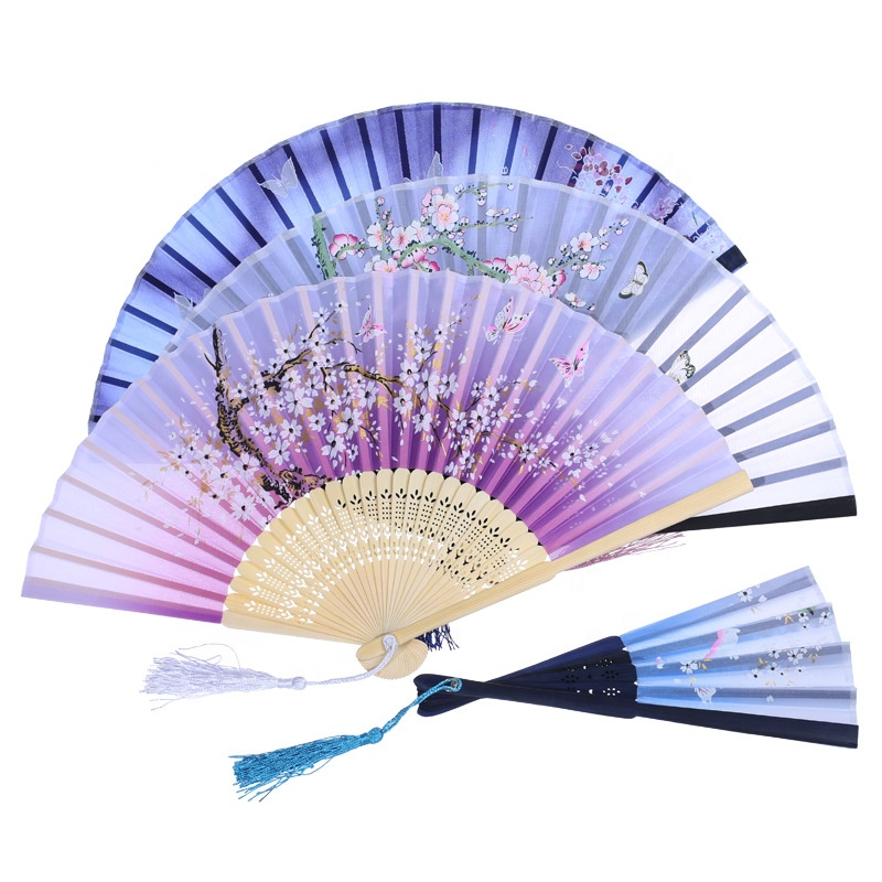 Quality Nylon Personalized Chinese Hand Fans Custom Printed Custom Folding Bamboo Hand Fan