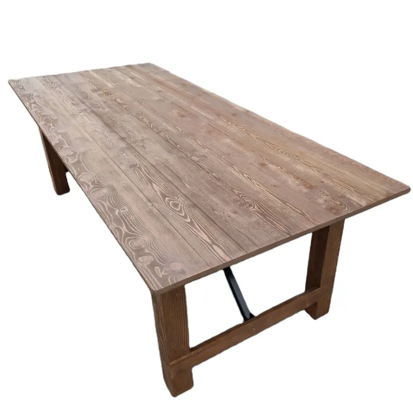 solid oak wooden vintage farm dining table for wedding/party
