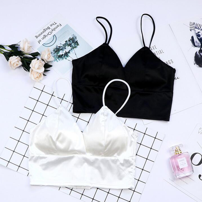 Women Bralette Solid Color Padded Crop Top Underwear Lingerie Bra