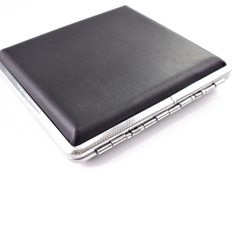 Pocket Custom Locking Blank Real Leather Fancy Tin Slim Cigarette Case Box Designer
