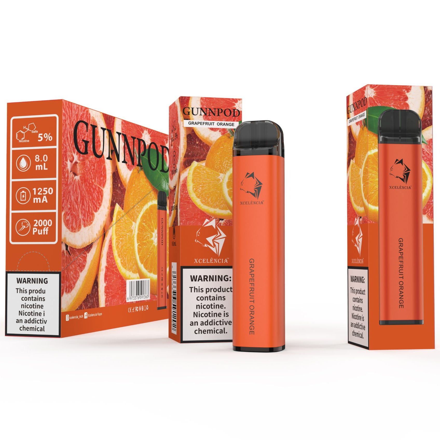 Most Popular in Australia only Wholesale Disposable Vape Package Xcelencia Gunnpod Vape 2000