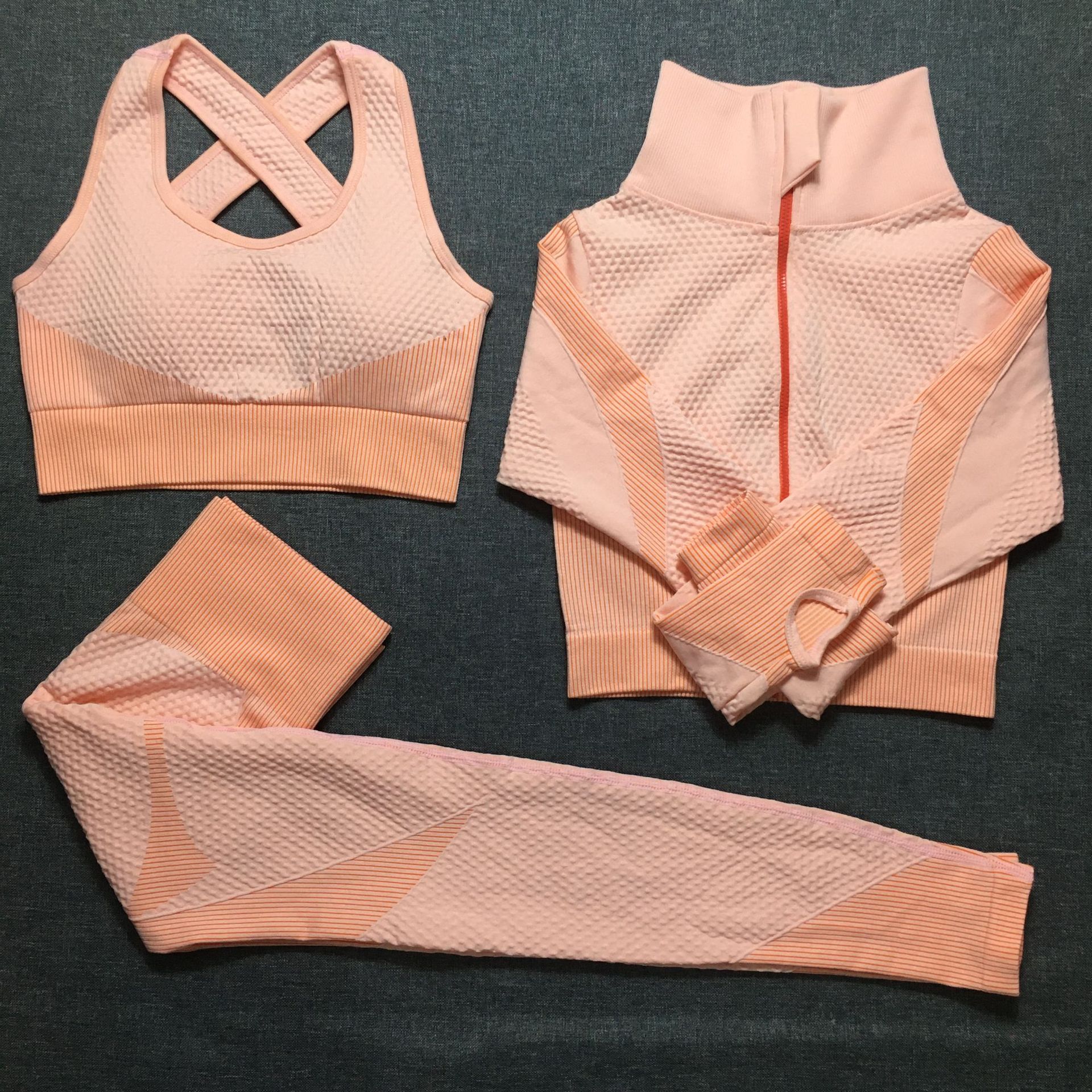 Leggings Sports Bra Clothing Yoga Sportswear Pants Workout Wear Women Crop Top Active Tight Seamless Gym Fitness Set
