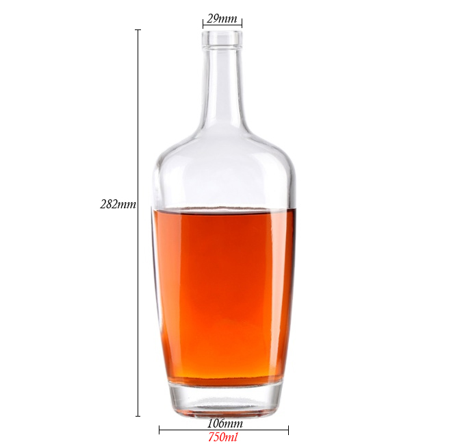 Custom 500ml 700ml Whisky Bottle Premium 750ml Glass Liquor Bottle For Vodka Spirit Bottle With Cork