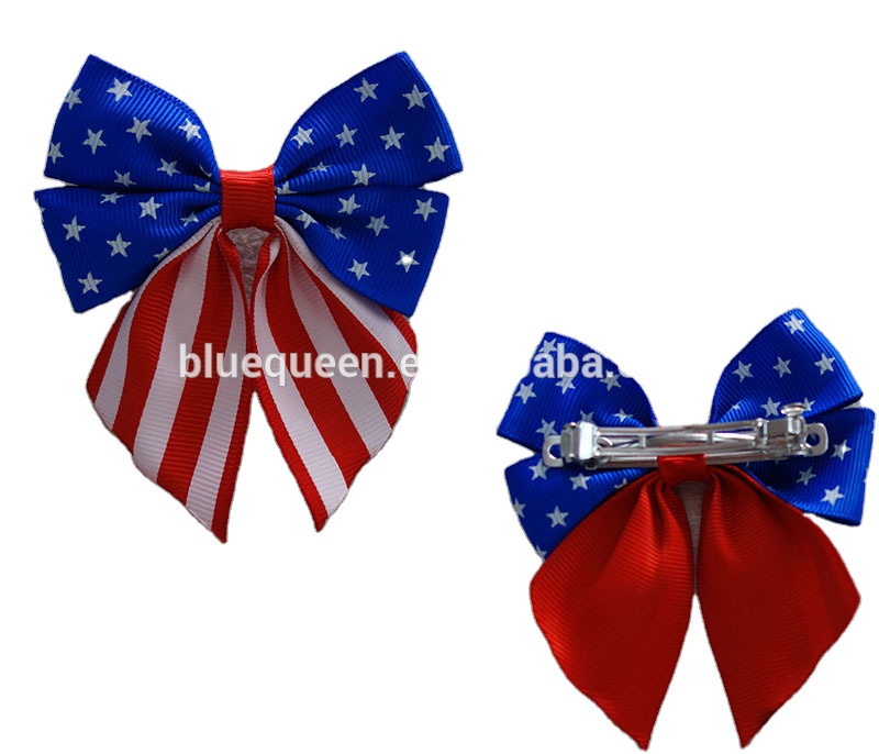 July 4th butterfly tie barrette and hair clip