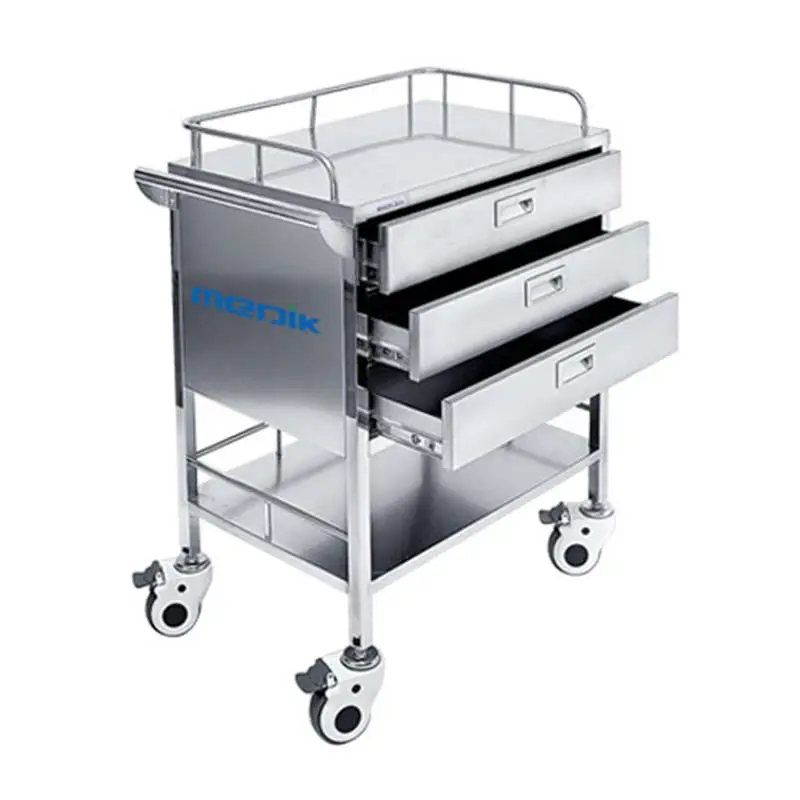 Medical Hospital Dressing Stainless Steel Surgical Medicine Trolley With Drawers