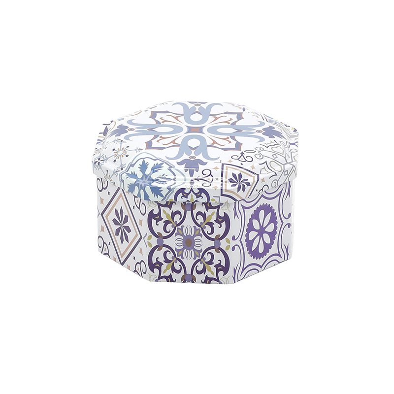 Custom Design Graceful Metal Box Empty Coffee Tea Gift Metal Storage Cans Octagonal Tin Containers