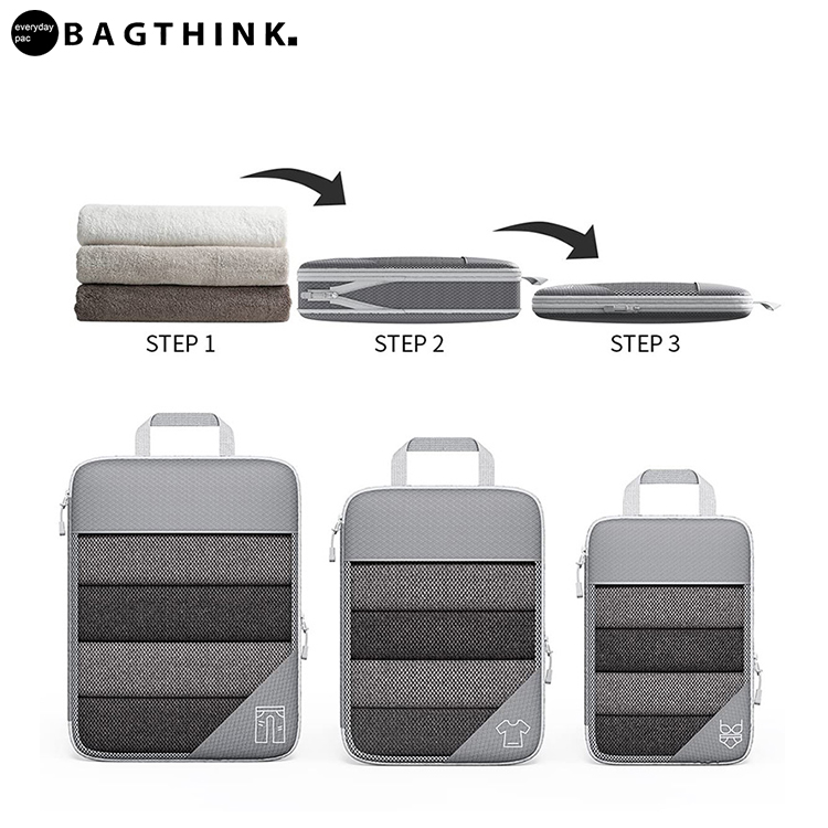Private label custom luggage organizer mesh travel cubes high quality 6 pcs set compression packing cubes