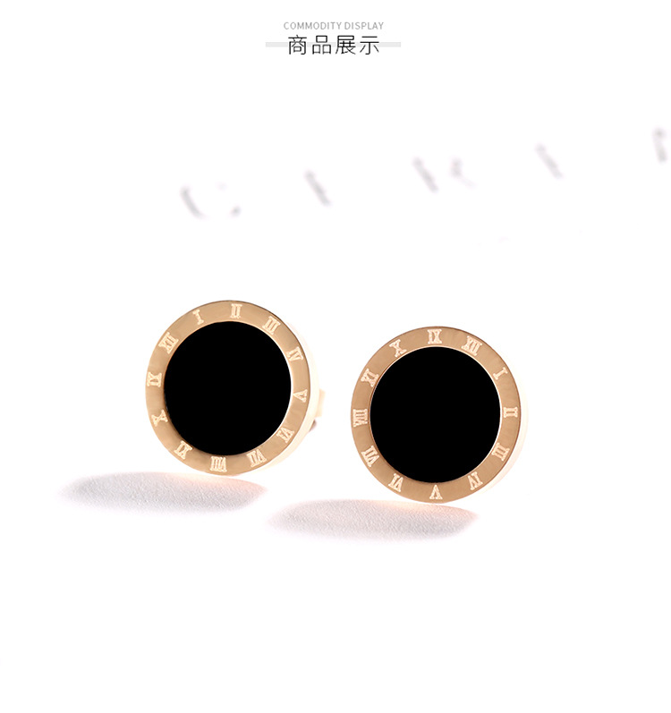 New Titanium Steel Series Earrings For Girls Fashion Simple Round Letter Engraved Earrings Wholesale KL1254