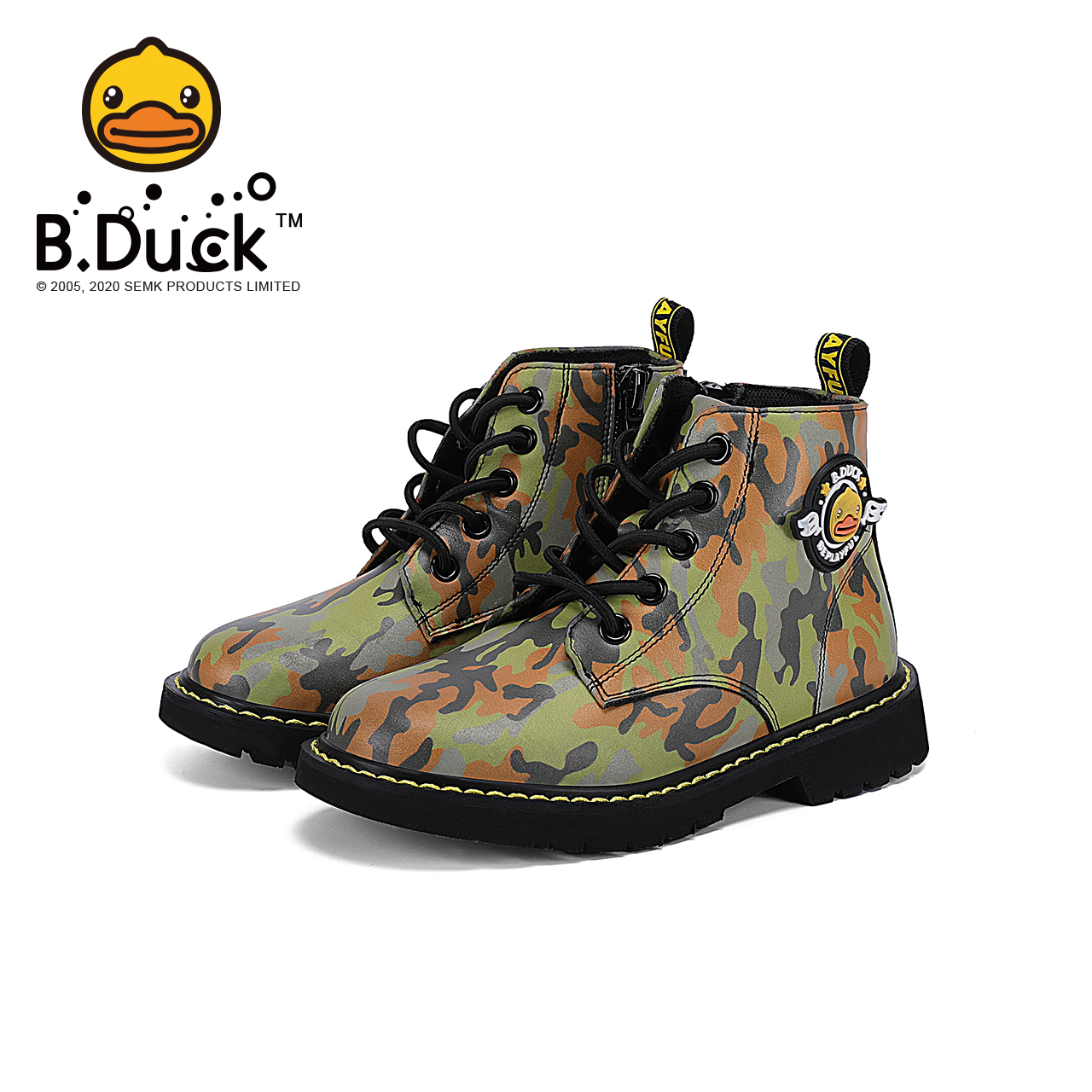 Оптовая продажа, детская обувь на высоком каблуке B.DUCK, Детские Ботинки Martin, зимняя теплая Модная Высококачественная камуфляжная обувь для детей