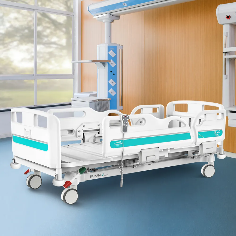 Y6y8c Portable Casters Metal 3 Function Folding Medical Clinic Furniture Adjustable Electric Nursing Patient Hospital Bed