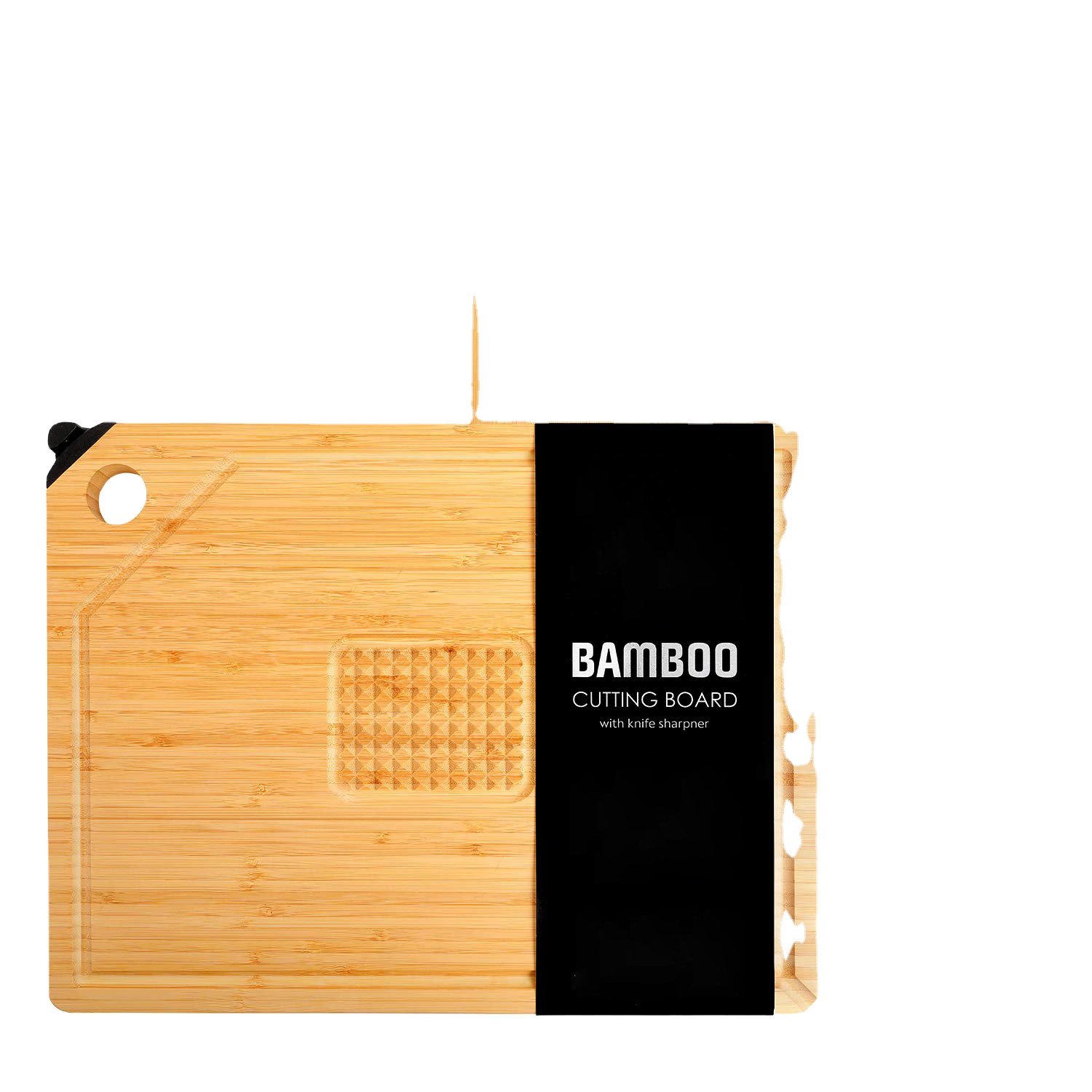 Extra Large Thick Organic Cutting Board Butcher Block With 3 Built-In Compartments Grooves Knife Sharpener