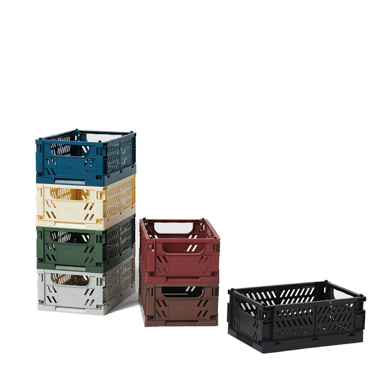 Folding Baskets Plastic Shelf Storage Organizer Stacking Storage Baskets for Home Kitchen and Office Organization