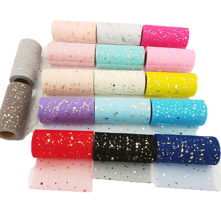 Wedding Party Decoration DIY Glitter star Sequin Net Fabric Tutu Skirt Tulle roll spool