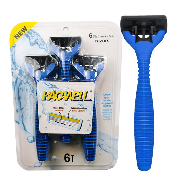 HW-B509DR горячая Распродажа Haowell Нержавеющая сталь острый 5 лезвий бритва с ручкой ТПР мужское ежедневное бритье OEM
