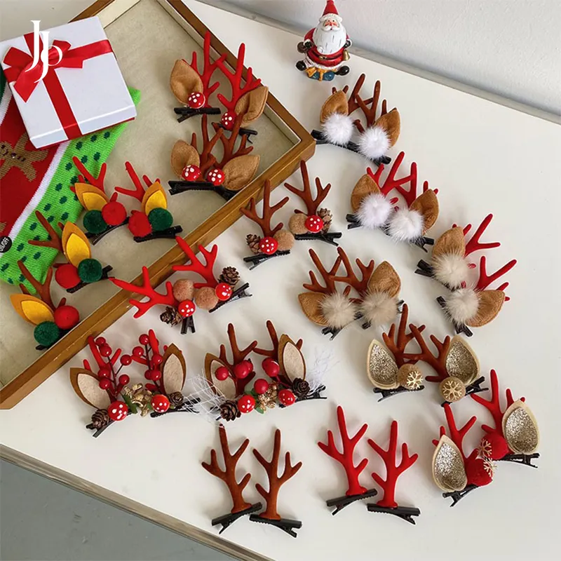 JOJO Fashion Antlers Elk Ears Christmas Hair Accessories Hair Clips For Kids