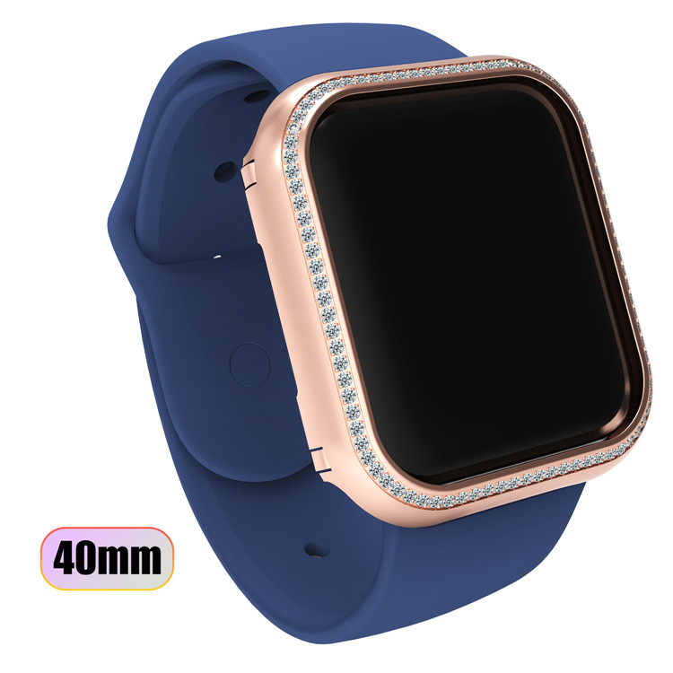 2021 Luxury 40mm Custom Logo Smart Watch Face Case For Apple Series iwatch Beautiful Diamond Metal Watch Case Cover