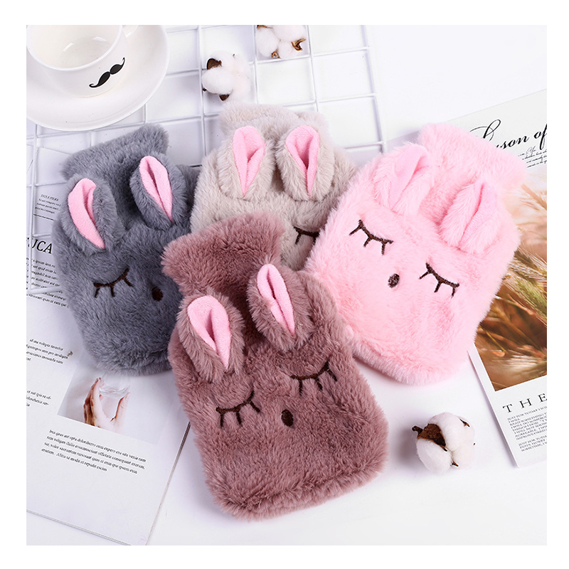 Cute PVC Stress Pain Relief Therapy Hot Water Bottle Bag with Knitted Soft Cozy Cover Winter Warm Heat Reusable Hand Warmer
